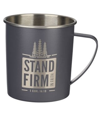 Christian Art Gifts Stand Firm Anchor Gray Camp-style Stainless Steel Mug - 1 Corinthians 16:13 | 露營風格不鏽鋼馬克杯
