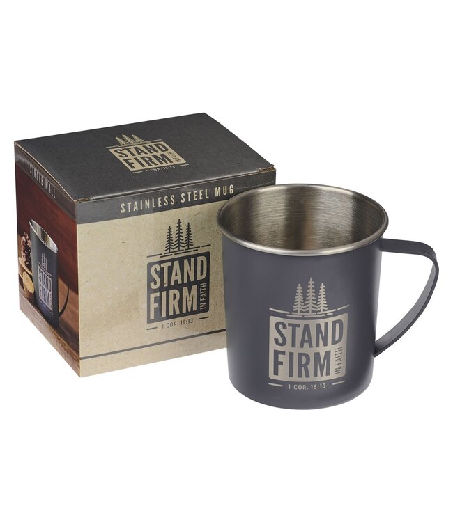 Stand Firm Anchor Gray Camp-style Stainless Steel Mug - 1 Corinthians 16:13 | 露營風格不鏽鋼馬克杯