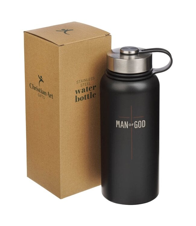 Man of God Matte Black Stainless Steel Water Bottle | 不鏽鋼水瓶