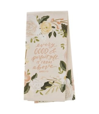 Christian Art Gifts Every Good and Perfect Gift Peach Cotton Tea Towel - James 1:17 | 棉質茶巾