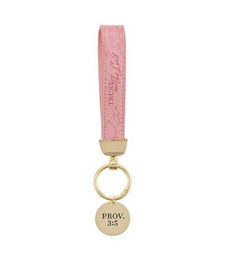 Christian Art Gifts Trust in the Lord Pink Faux Leather Wristlet Keychain - Proverbs 3:5 | 仿皮腕帶鑰匙圈