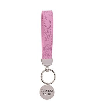 Christian Art Gifts Be Still and Know Lavender Faux Leather Wristlet Keychain - Psalm 46:10 | 仿皮腕帶鑰匙圈