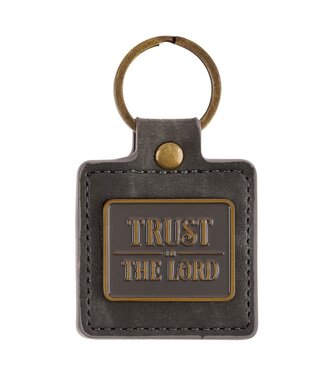 Christian Art Gifts Trust in the Lord Gray Faux Leather Keychain - Psalm 37:3 | 仿皮鑰匙圈