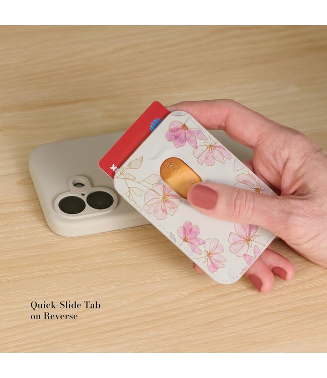 Walk by Faith Pink Cosmos Faux Leather Phone Wallet - 2 Corinthians 5:7 | 仿皮磁性手機 MagSafe 卡片夾