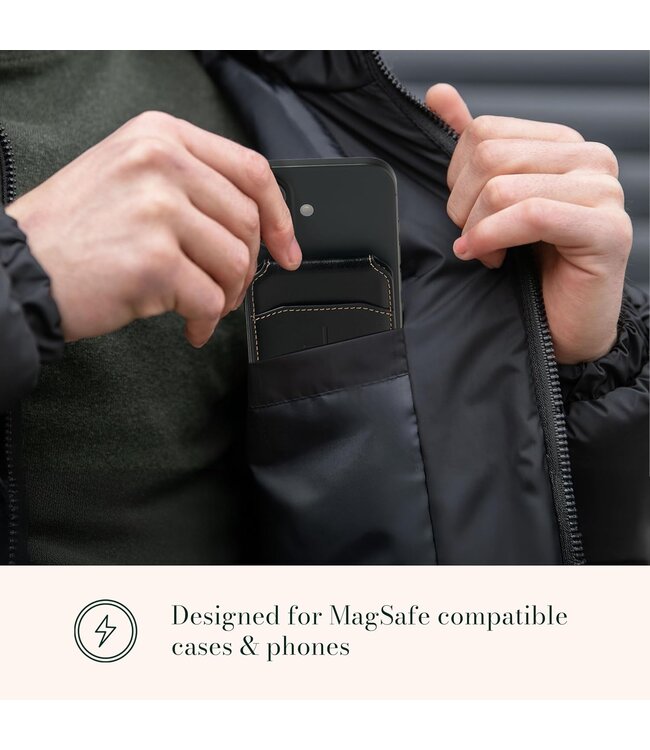 Cross Black Faux Leather Phone Wallet with Stand  | 仿皮手機 Magsafe 錢包