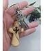 Olive Wood Comfort Cross Keychain: Handheld Dove Design | 橄欖木十字架鑰匙圈——鴿子