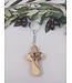 Olive Wood Comfort Cross Keychain: Handheld Dove Design | 橄欖木十字架鑰匙圈——鴿子