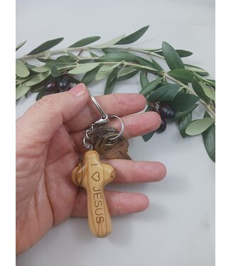 Mercy Link Olive Wood Keychain - Comfort Words |  | 橄欖木十字架鑰匙圈——我愛耶穌