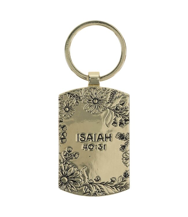 Trust Coral Epoxy-filled Metal Keychain - Isaiah 40:31 | 金屬鑰匙圈
