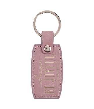 Christian Art Gifts Be Joyful Dusty Mauve Faux Leather Keychain - 1 Thessalonians 5:16 | 仿皮鑰匙圈