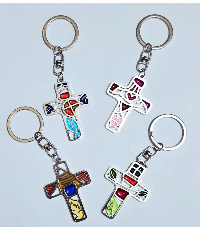 光影金屬十字架匙扣——喜