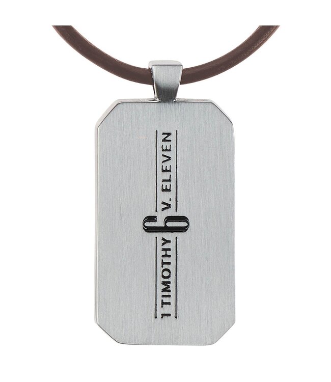 Man of God Silver Metal Men’s Necklace - 1 Timothy 6:11 | 銀色金屬男款項鍊