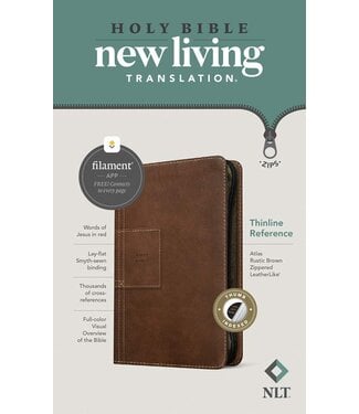 Tyndale House NLT Thinline Reference Zipper Bible Filament Enabled Edition-Atlas Rustic Brown LeatherLike Indexed