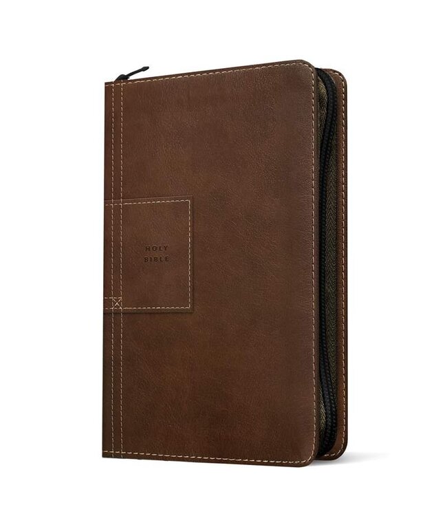 NLT Thinline Reference Zipper Bible Filament Enabled Edition-Atlas Rustic Brown LeatherLike Indexed