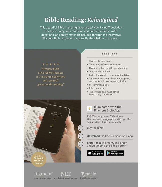 NLT Thinline Reference Zipper Bible Filament Enabled Edition-Atlas Rustic Brown LeatherLike Indexed