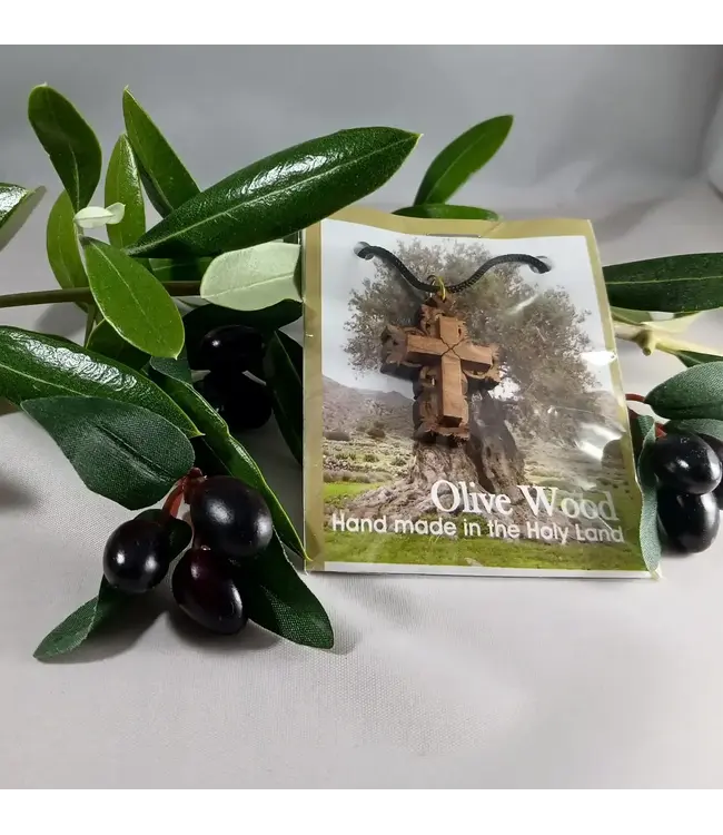 Olive Wood Pendent - Double Cross | 橄欖木項鍊（聖地手工藝）