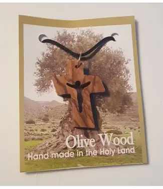 Mercy Link Olive Wood Pendent - Carve out Jesus in Cross