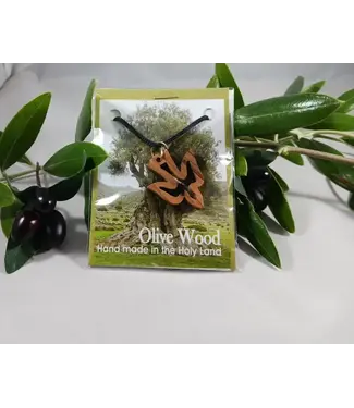 Mercy Link Olive Wood Pendent - Holo Dove