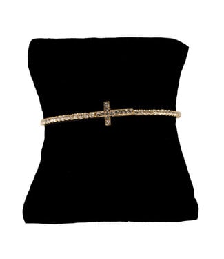 Eden Merry Jewelry Designer Wraps - Cross, Gold & Austrian Crystals Memory Wire