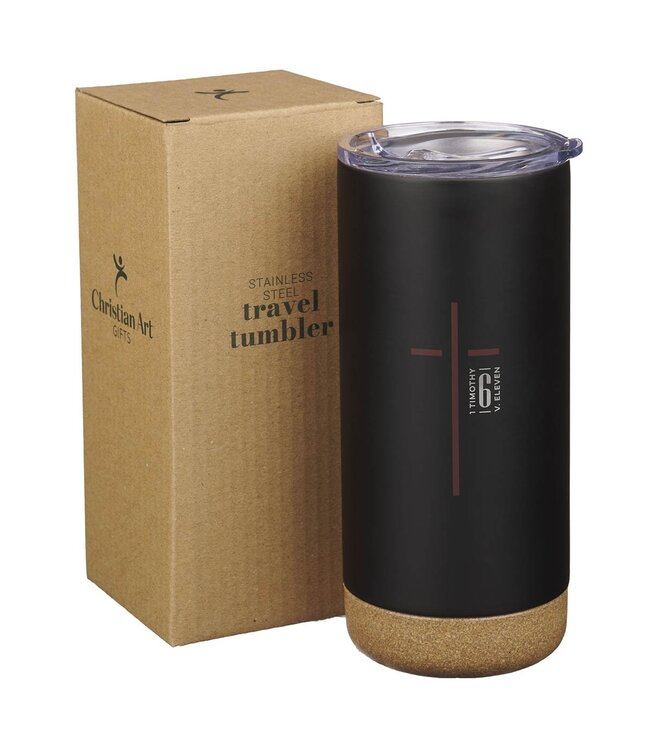 Man of God Black Stainless Steel Tumbler - 1 Timothy 6:11 | 不鏽鋼隨行杯