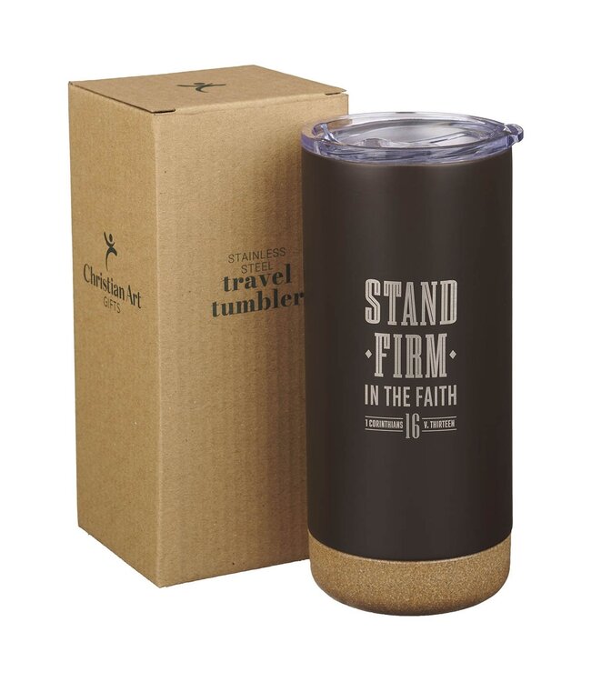 Stand Firm in the Faith Espresso-brown Stainless Steel Tumbler - 1 Corinthians 16:13 | 不鏽鋼隨行杯