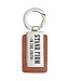 Stand Firm in the Faith Honey-brown Faux Leather and Silver Metal Keychain - 1 Corinthians 16:13 | 仿皮銀色金屬鑰匙圈