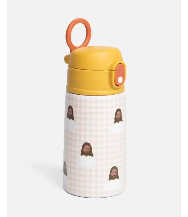 Pink Gingham Jesus Water Bottle – 13.5oz Stainless Steel | 不鏽鋼水瓶 – 13.5盎司