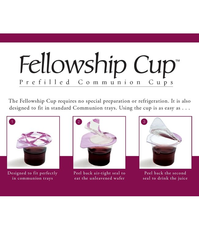 Fellowship Cup - prefilled communion cups - juice and wafer - 500 Count Box | 預裝聖餐杯（500 個裝）：內含果汁與聖餐餅