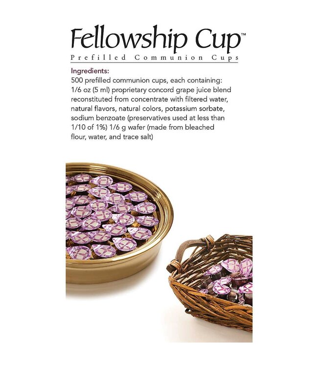 Fellowship Cup - prefilled communion cups - juice and wafer - 500 Count Box | 預裝聖餐杯（500 個裝）：內含果汁與聖餐餅