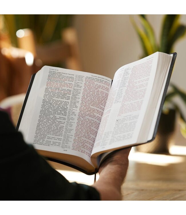 NKJV, Reference Bible, Center-Column Giant Print, Red Letter Edition, Comfort Print, Leatherflex Burgundy