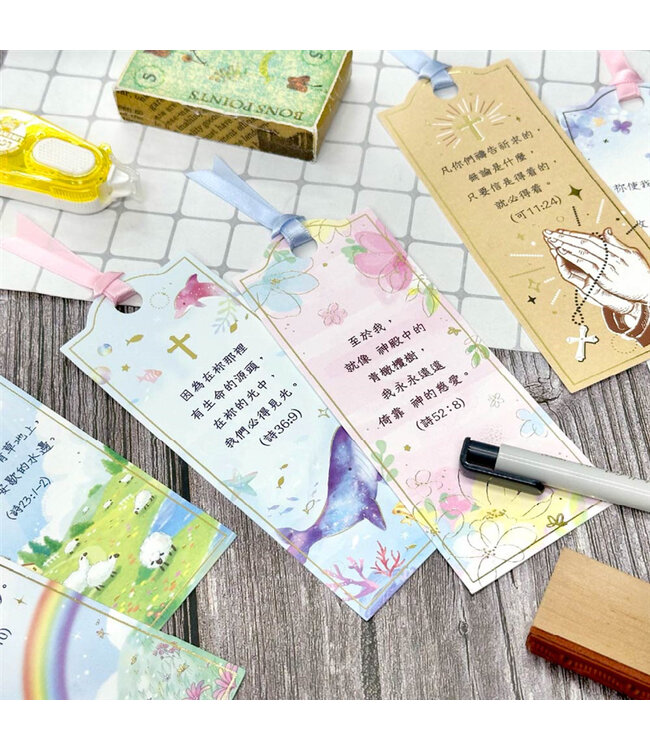 經文燙金書卡－花鳥