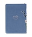 Be Still Floral Embroidered Blue Faux Leather Classic Journal with Zippered Closure - Psalm 46:10 | 繡花仿皮拉鏈筆記本
