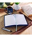 Be Still Floral Embroidered Blue Faux Leather Classic Journal with Zippered Closure - Psalm 46:10 | 繡花仿皮拉鏈筆記本