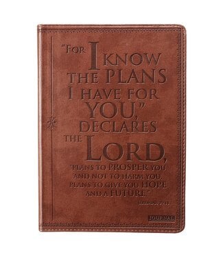 Christian Art Gifts I Know the Plans Tawny-brown Faux Leather Classic Journal - Jeremiah 29:1 | 仿皮筆記本