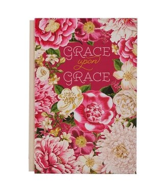 Christian Art Gifts Grace Upon Grace Pink Floral Quarter-bound Journal | 硬面包邊筆記本