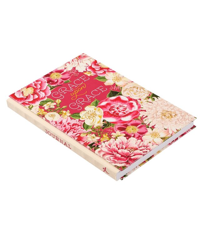 Grace Upon Grace Pink Floral Quarter-bound Journal | 硬面包邊筆記本