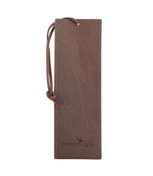 The Lord Is My Strength Walnut-Brown Faux Leather Bookmark- Exodus 15:2 | 仿皮書籤