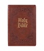 Antiqued Brown Faux Leather Large Print Thinline King James Version Bible with Thumb Index