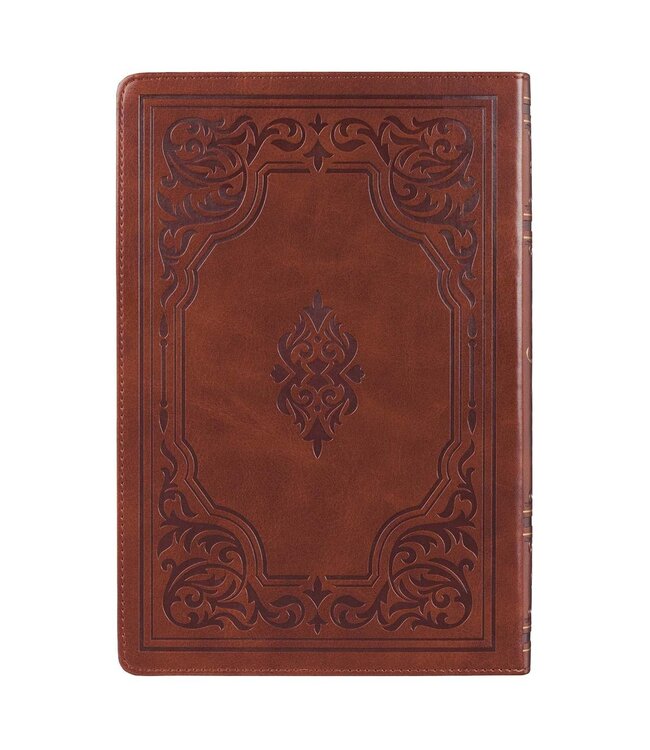 Antiqued Brown Faux Leather Large Print Thinline King James Version Bible with Thumb Index