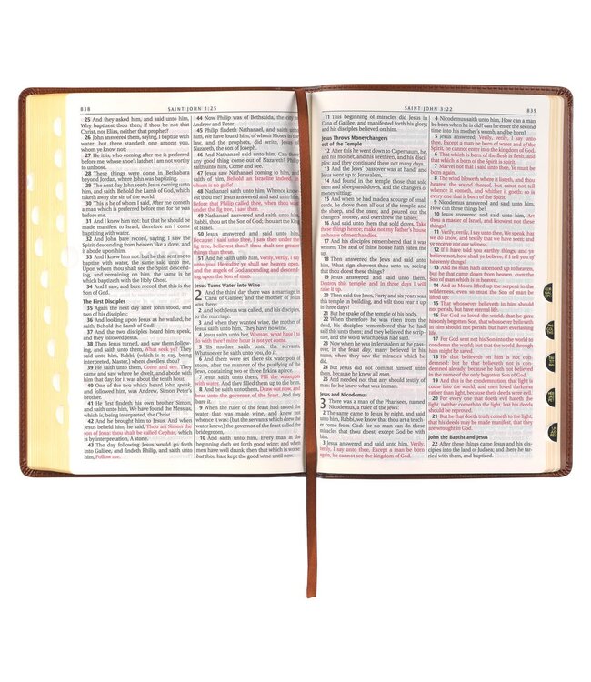 Antiqued Brown Faux Leather Large Print Thinline King James Version Bible with Thumb Index