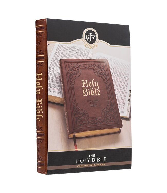 Antiqued Brown Faux Leather Large Print Thinline King James Version Bible with Thumb Index