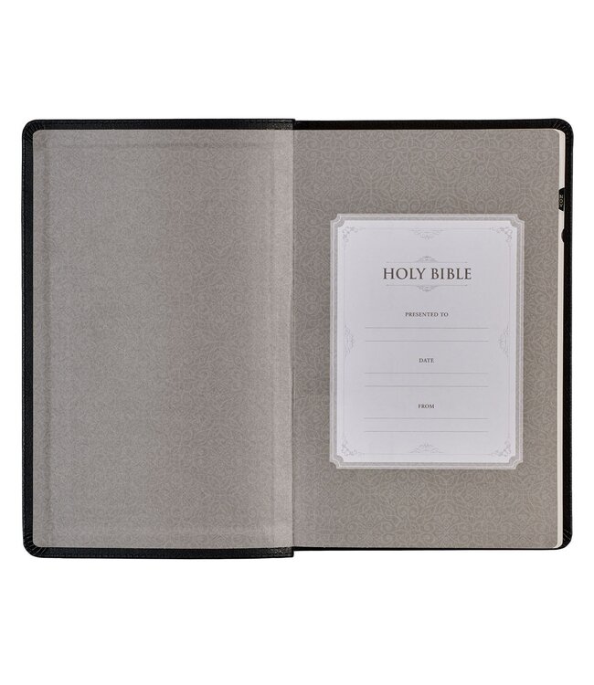 Black Framed Faux Leather King James Version Deluxe Gift Bible with Thumb Index
