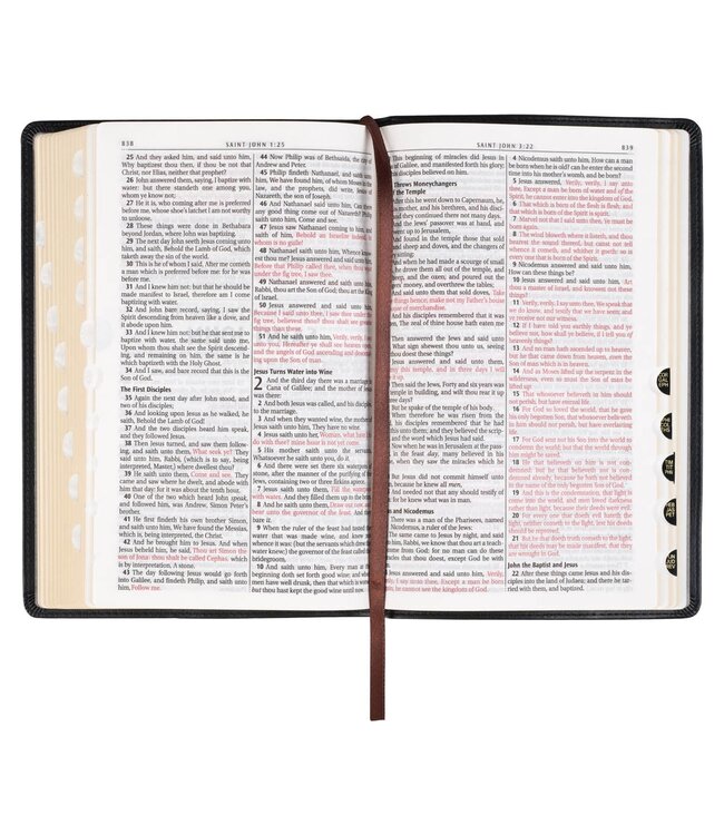 Black Framed Faux Leather King James Version Deluxe Gift Bible with Thumb Index