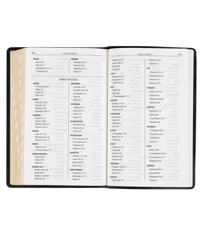 Black Framed Faux Leather King James Version Deluxe Gift Bible with Thumb Index