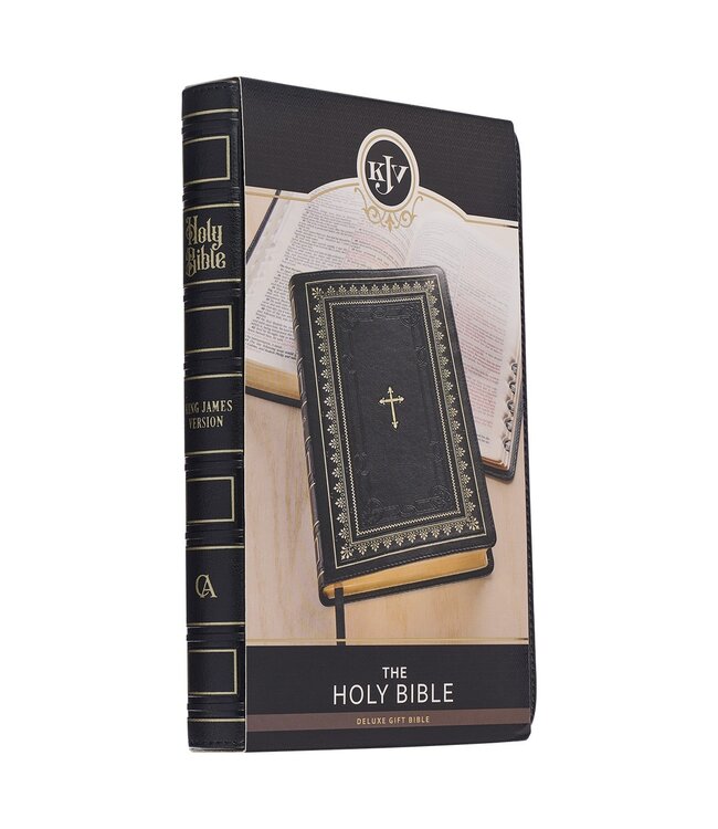 Black Framed Faux Leather King James Version Deluxe Gift Bible with Thumb Index