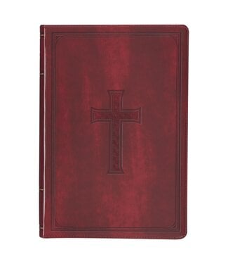 Christian Art Gifts Burgundy Cross Faux Leather Large Print Thinline King James Version Bible with Thumb Index