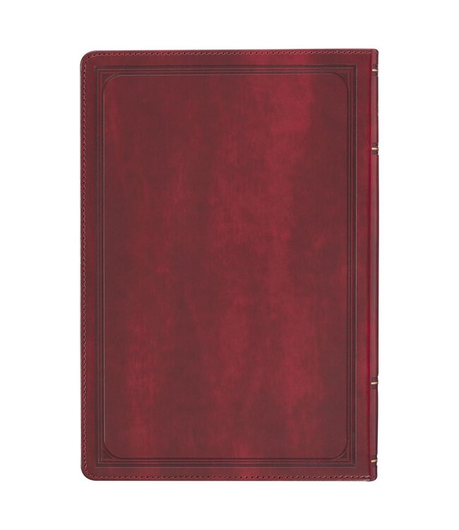 Burgundy Cross Faux Leather Large Print Thinline King James Version Bible with Thumb Index