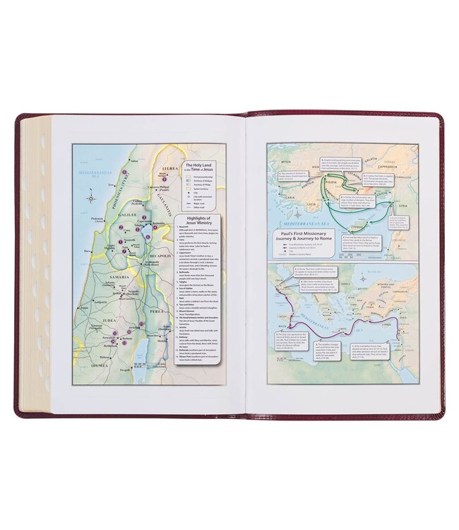 Burgundy Cross Faux Leather Large Print Thinline King James Version Bible with Thumb Index