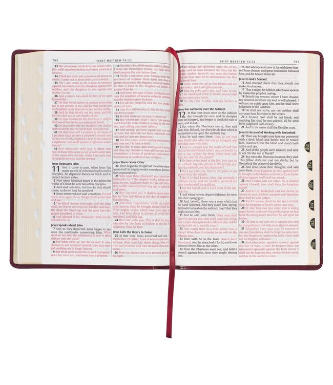 Burgundy Cross Faux Leather Large Print Thinline King James Version Bible with Thumb Index