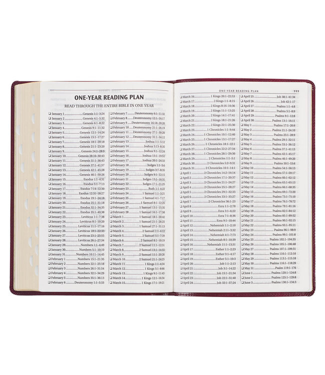 Burgundy Cross Faux Leather Large Print Thinline King James Version Bible with Thumb Index